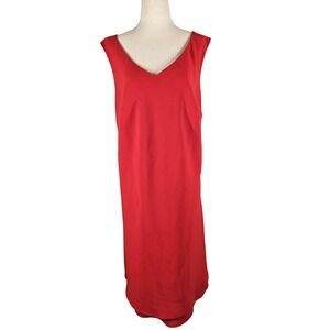Coldwater Creek Dress Womens 20W Red Sleeveless V Neck Shift Knee Length